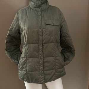 Eddie Bauer Down Jacket Green Small Snap